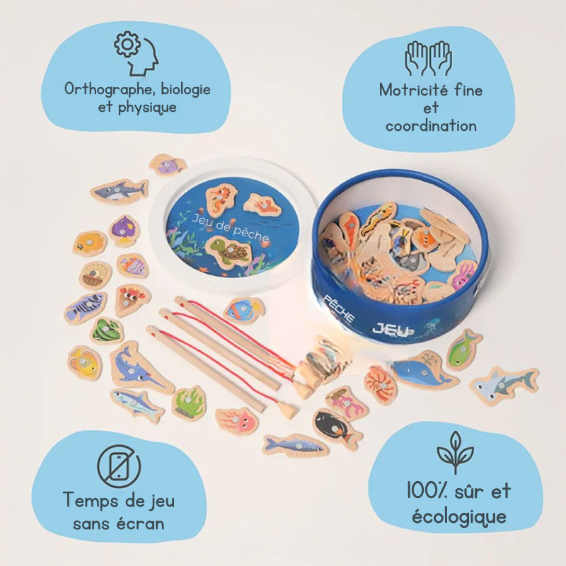 đŁ Jeu de PĂȘche Montessori en Bois â 1 achetĂ© = 1 offert !