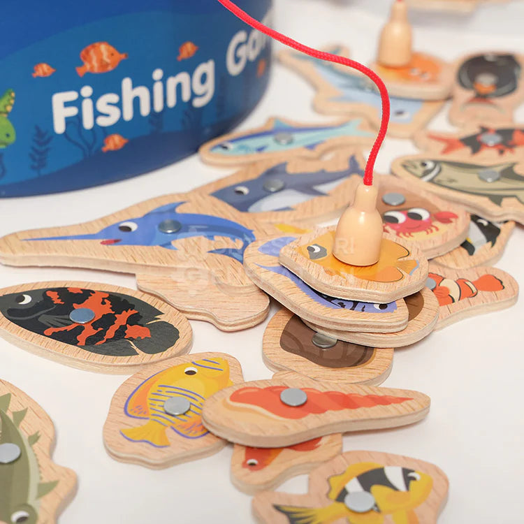 🎣 Jeu de Pêche Montessori en Bois – 1 acheté = 1 offert !